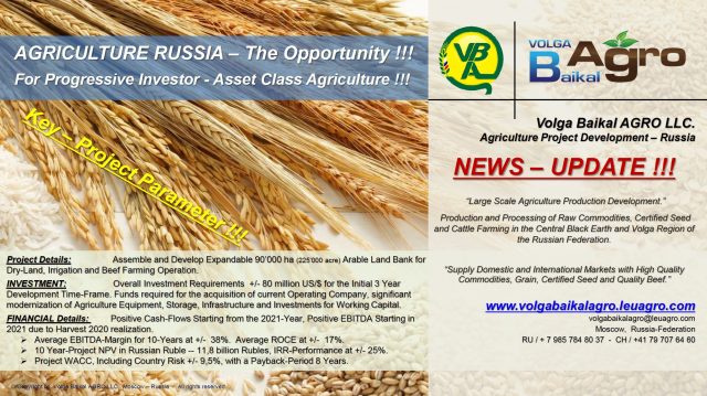 NEWS Update – Volga Delta Grain Farm Project !!!