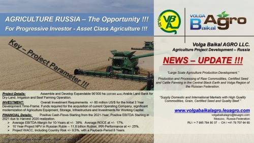 Project UPDATE – INVESTMENT AGRICULTURE RUSSIA – The Opportunity !!!