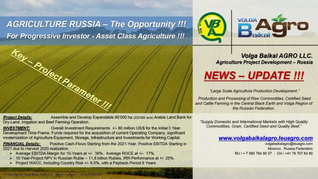 Volga Baikal AGRO LLC., Agriculture Russia the Opportunity !!!